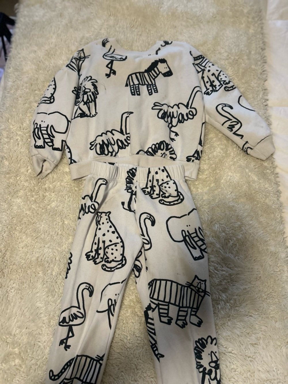 Zara White and Black Animal Print Kids Matching Set